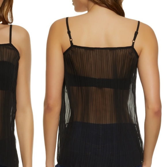 Sheer Pleated Cami Chiffon Tank Top - Picture 3 of 3